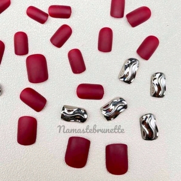 Red Wine Matte Press On Nails - Picture 4 of 14